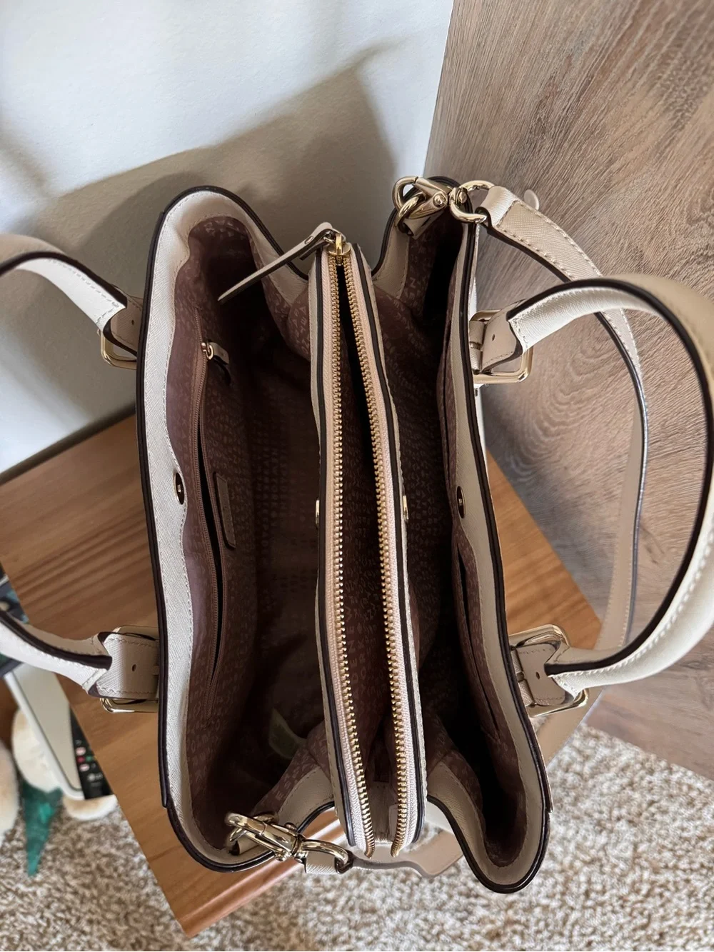 Kate Spade Blush Cream Leather Satchel with Gold Hardware